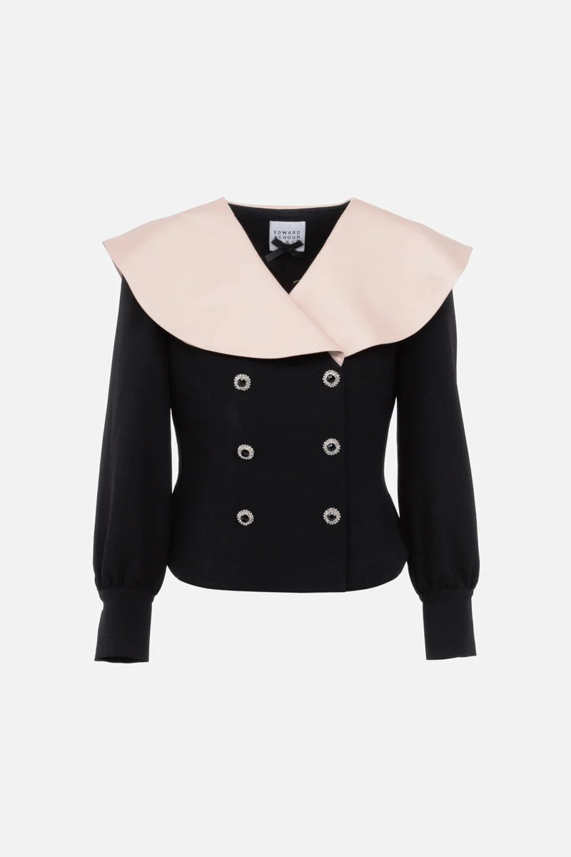 EDP-050716 BLACK&BEIGE BLOUSE