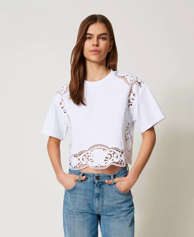 TWS-251TT2340 WHITE COTTON LACE BLOUSE