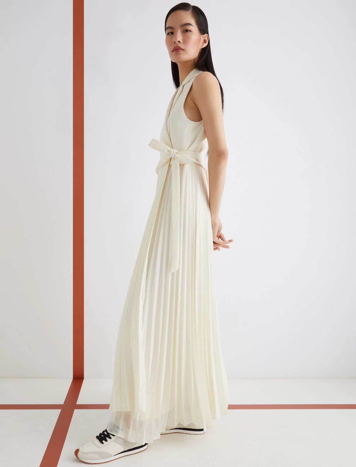 MRL-25232201 STATUA IVORY WRAP PLEATED DRESS