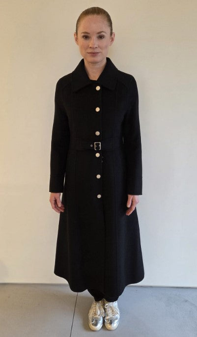 FSL-8315 BLACK CASHMERE WOOL COAT