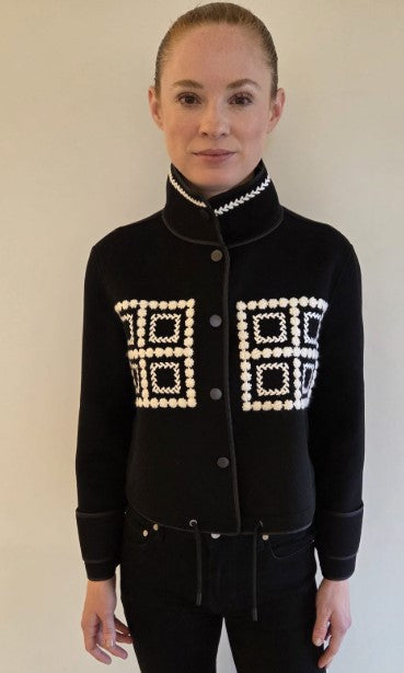 FSL-8397 BLACK DESIGN TRIM WOOL JACKET