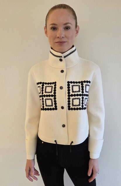 FSL-8397 WHITE DESIGN TRIM WOOL JACKET
