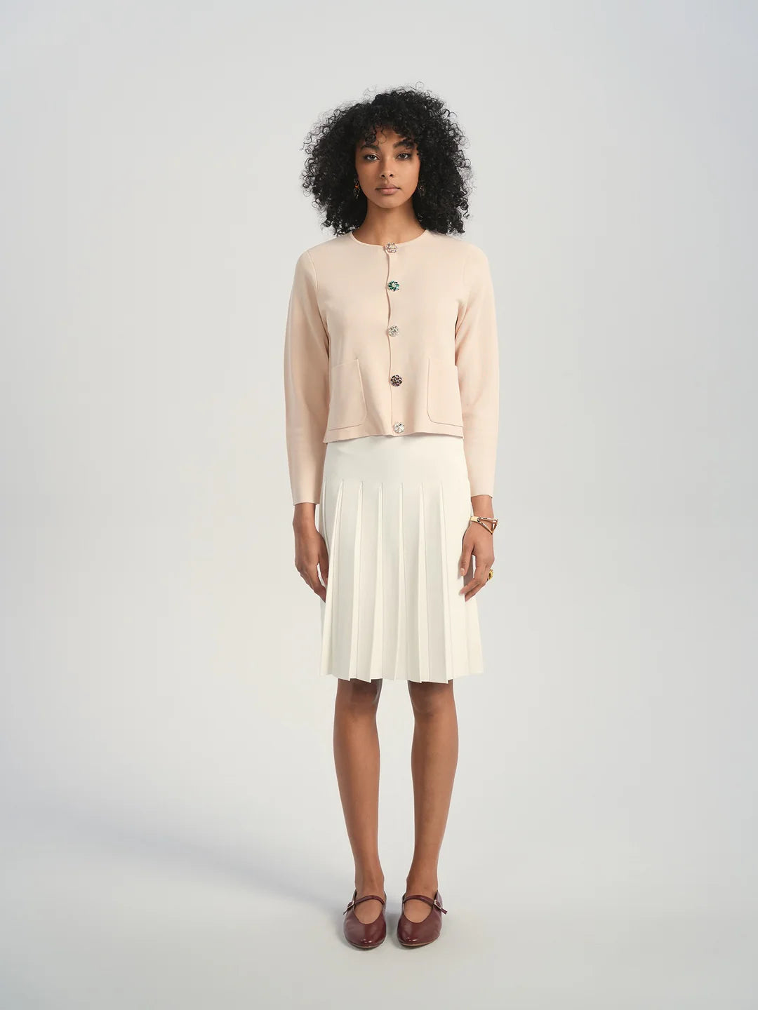 ALZ-T557 BLUSH BRIELLE STONES CARDIGAN