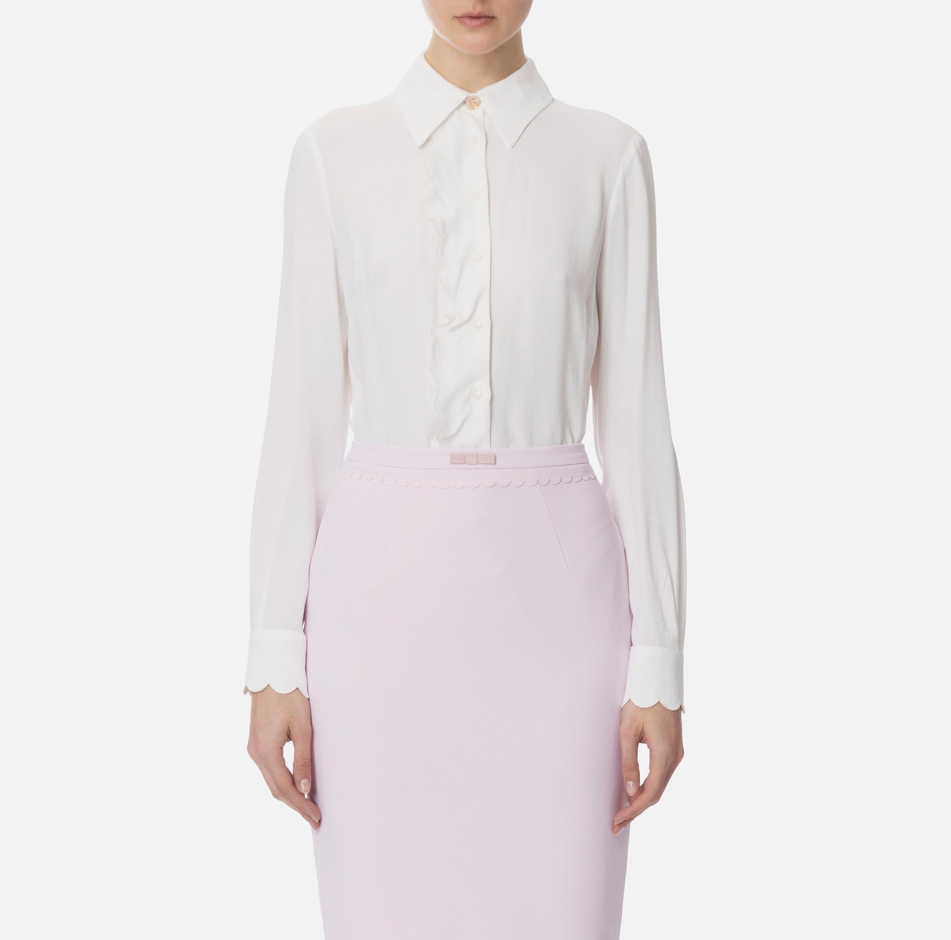ELS-CA0525 IVORY SCALLOP BLOUSE
