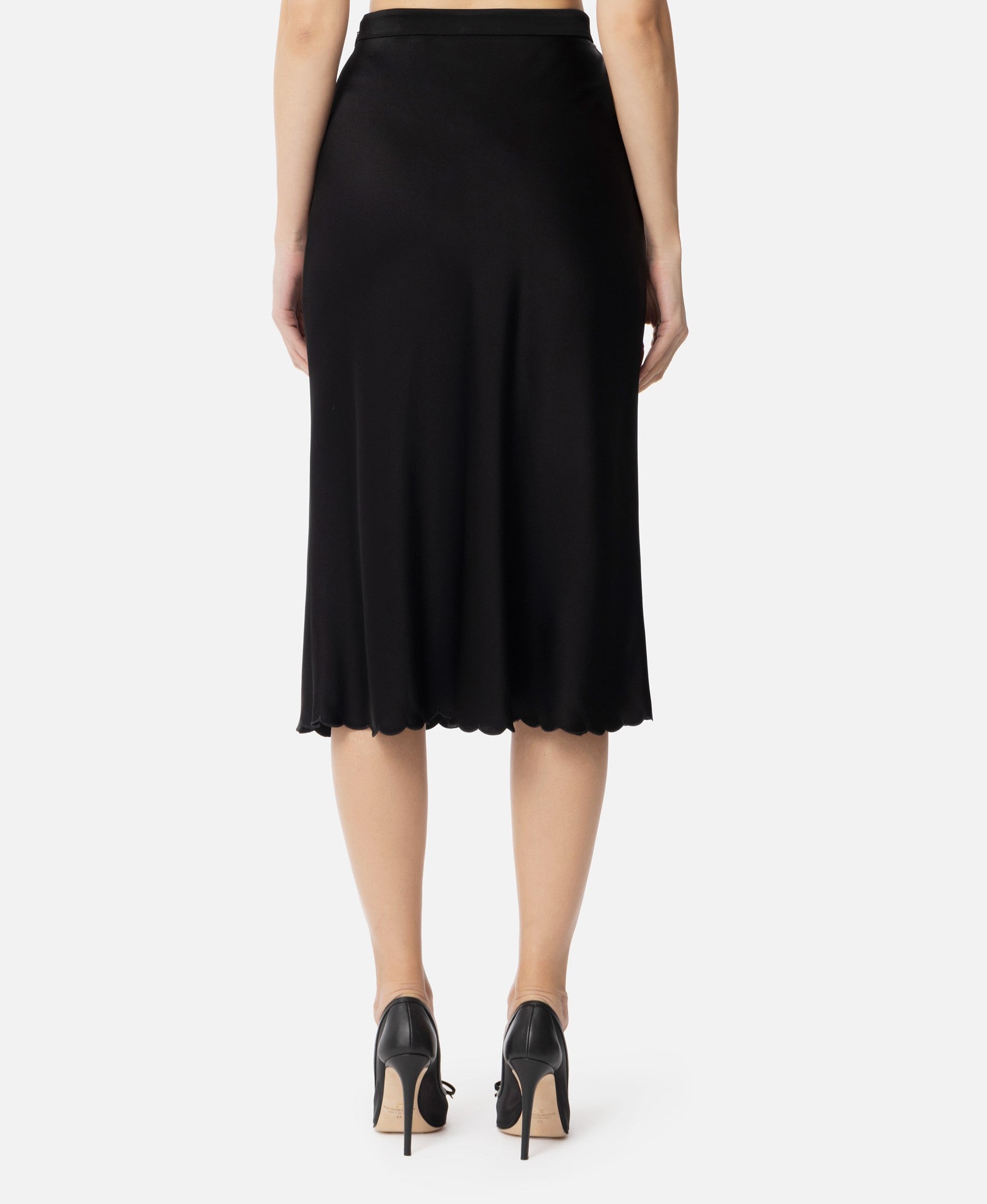 ELS-GO12052 BLACK SATIN SCALLOPED SKIRT