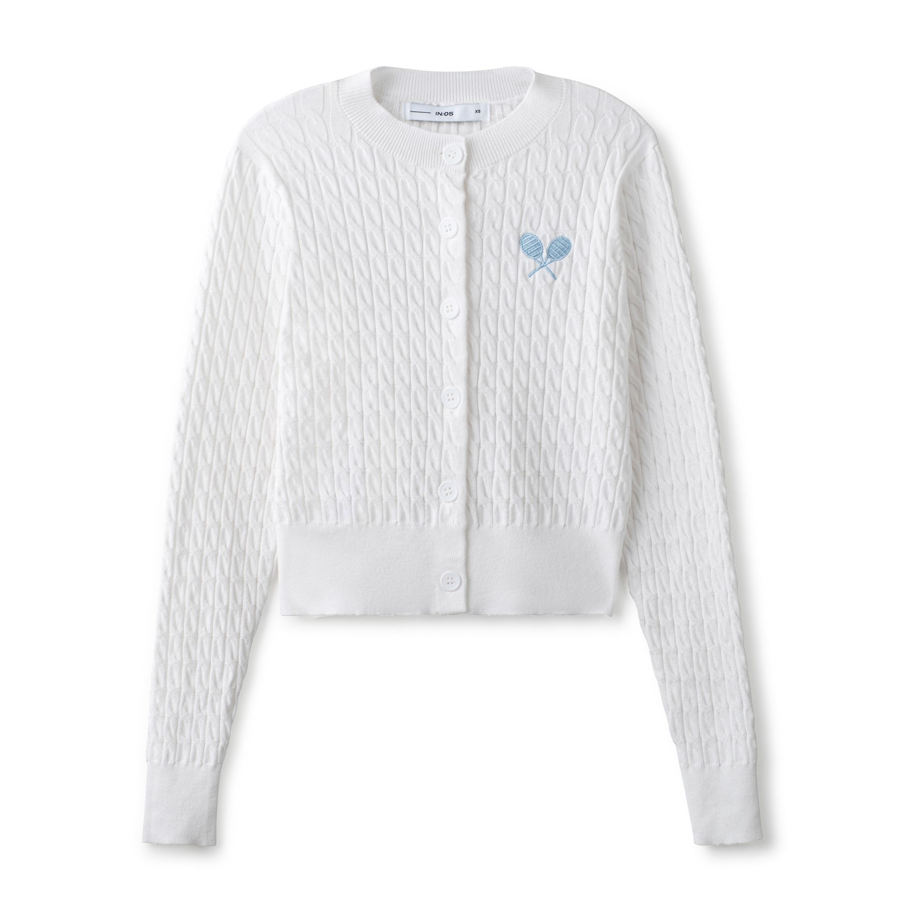 INO-M2-1435 WHITE CABLE KNIT CARDIGAN