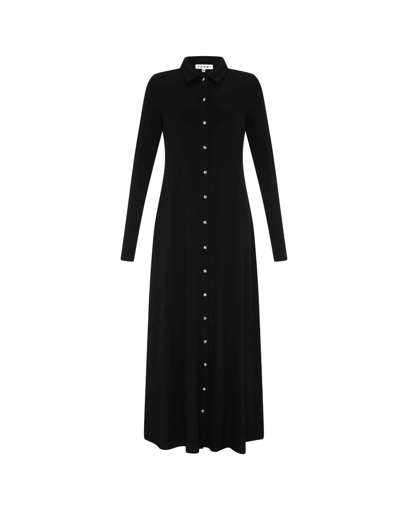 PAR-D428 BLACK RHINESTONE BUTTON DOWN DRESS