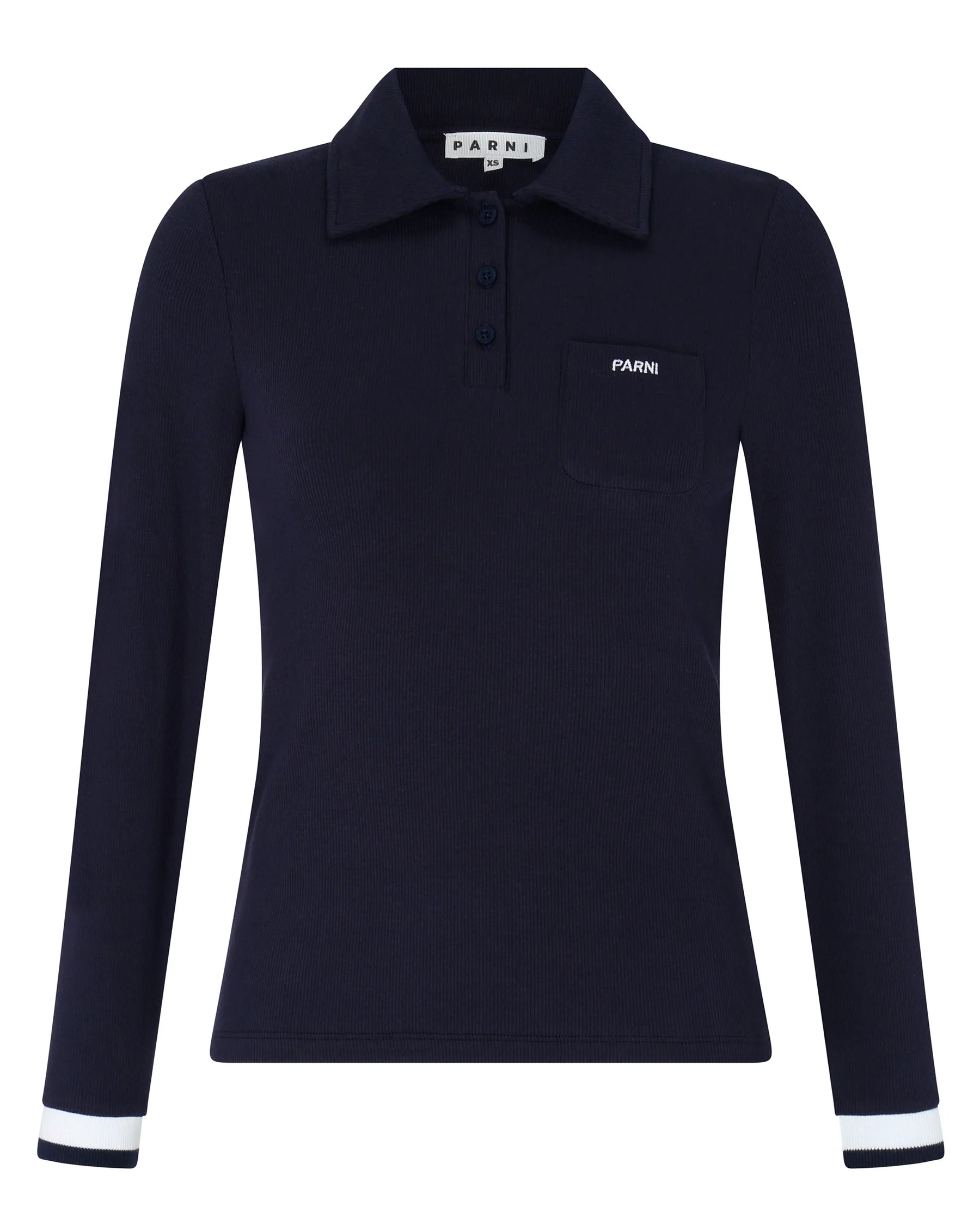 PAR-T433 NAVY POLO TOP
