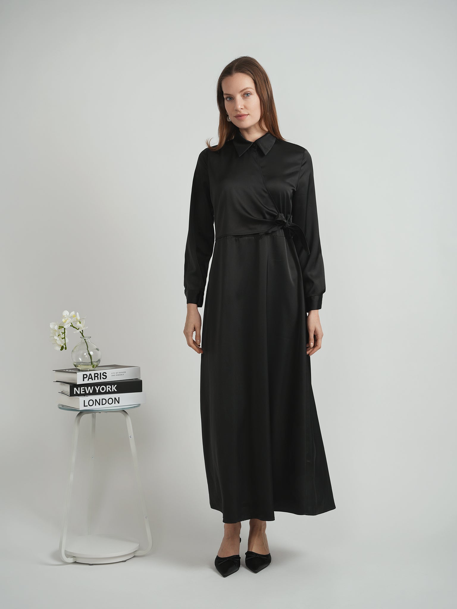 DEJ-WB5CM1736DL BLACK SATIN WRAP SET