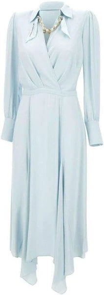 ELS-AB86352 BLUE WRAP DRESS