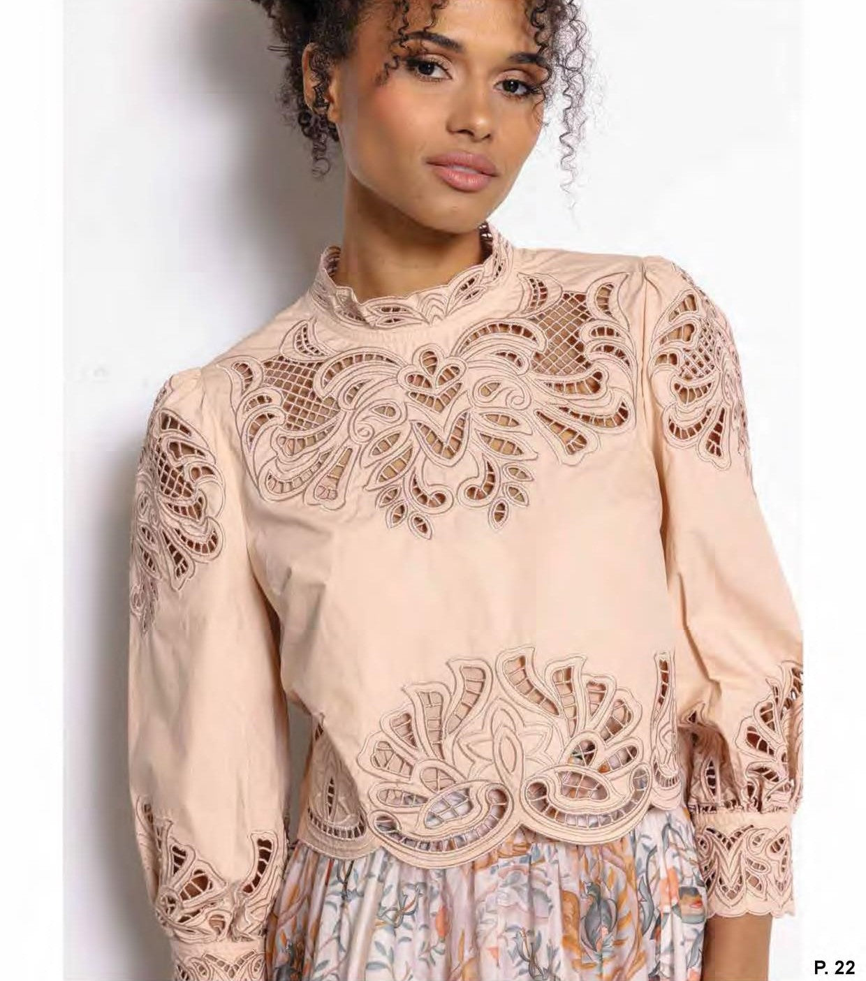 DRC-D616VW110 VALENTINA PINK BRODERIE BLOUSE