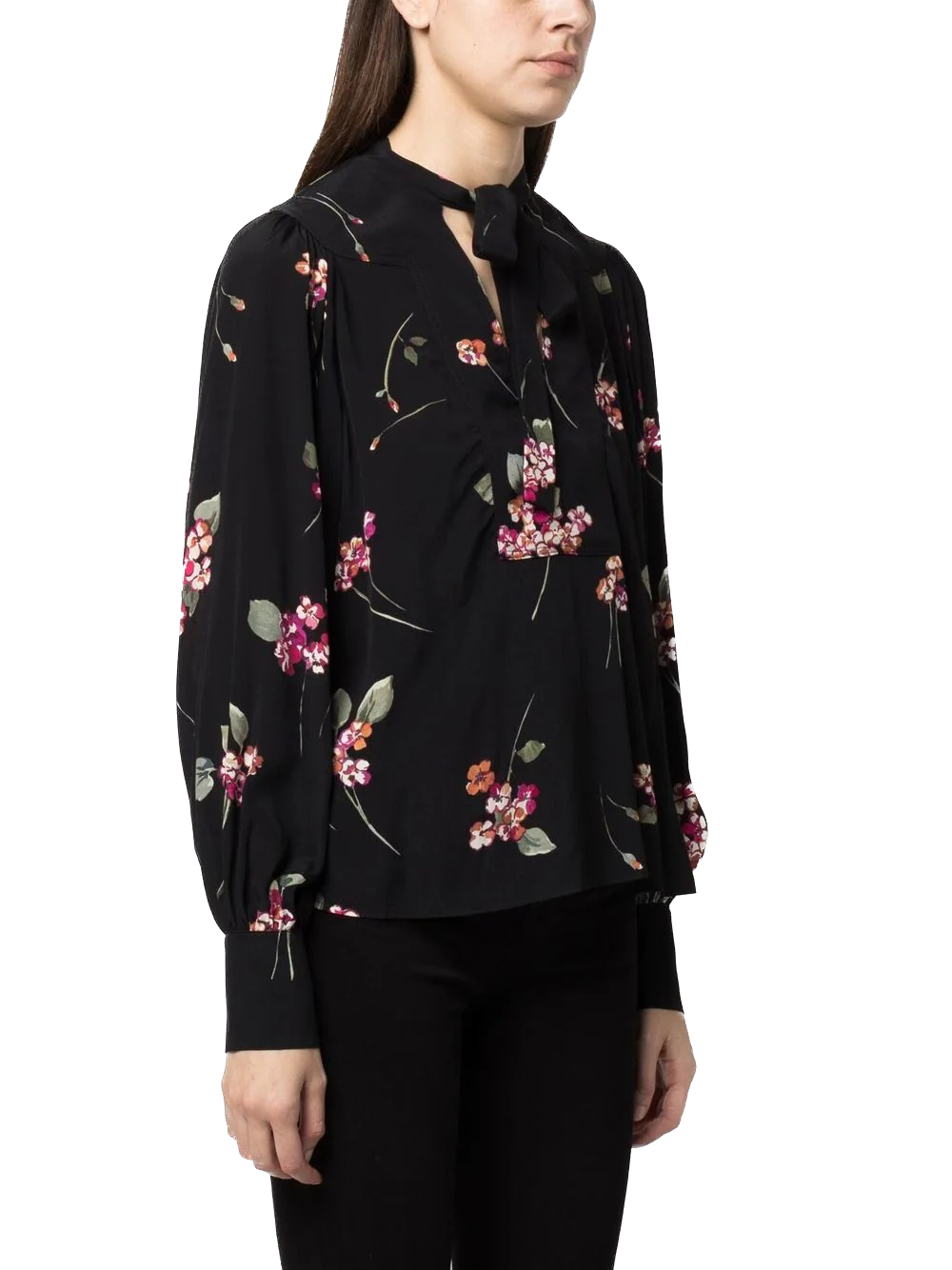 TWS-231TP2704 BLACK FLORAL BLOUSE