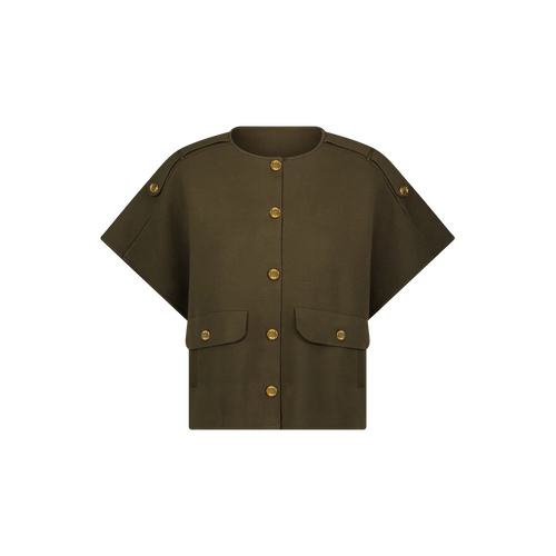 ALZ-T949 GREEN CAP SLEEVE KNIT TOP