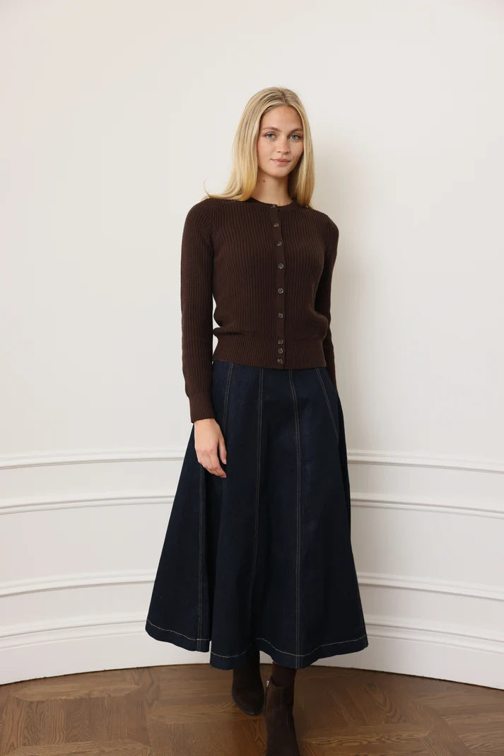 PAR-SK577 BLUE DENIM PANEL SKIRT