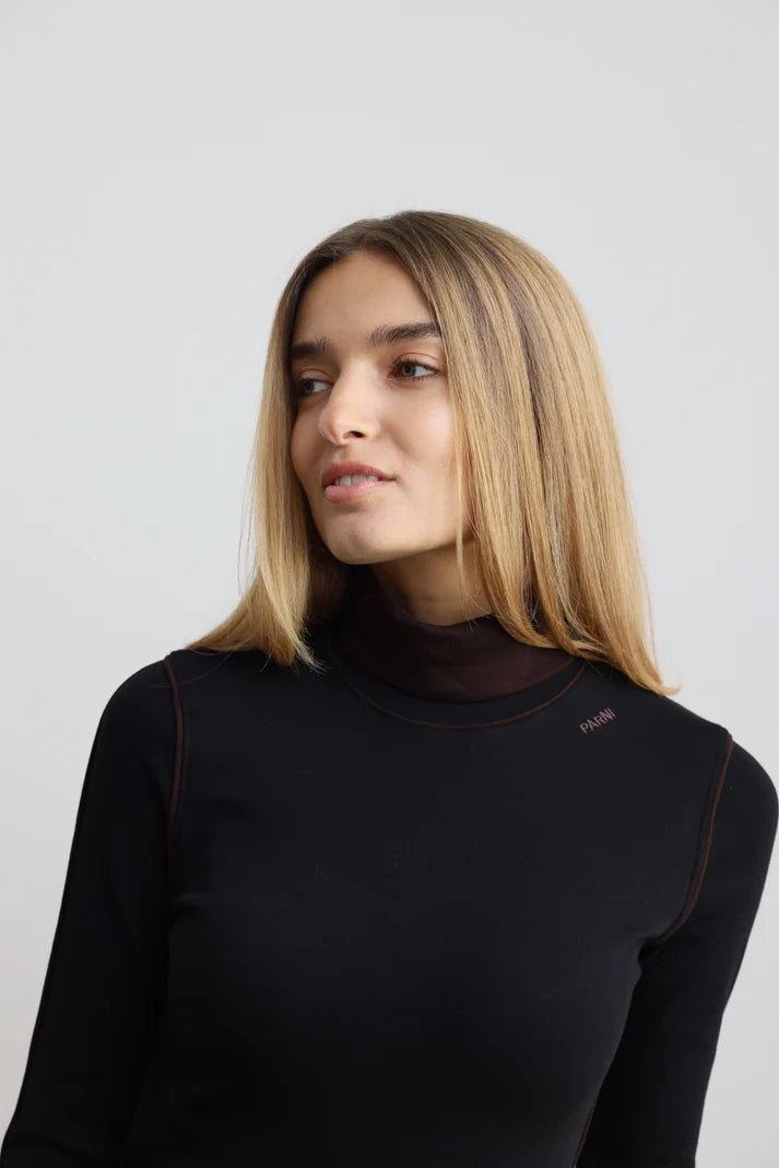 PAR-T575 BLACK CONTRAST PIPING TURTLENECK