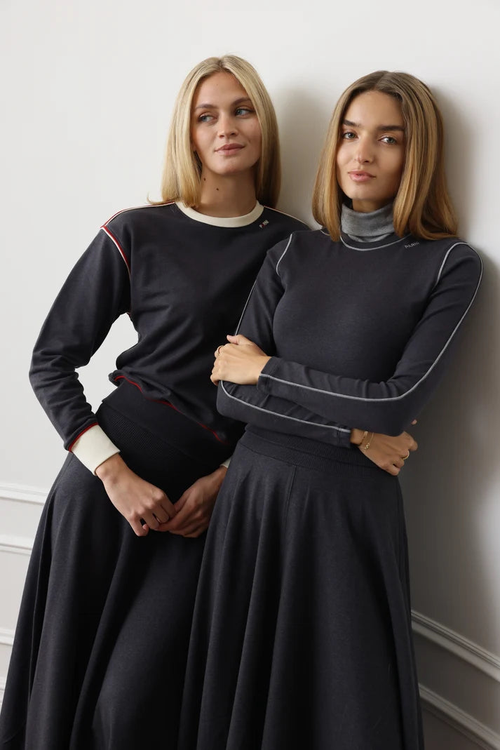 PAR-T575 BLACK CONTRAST PIPING TURTLENECK