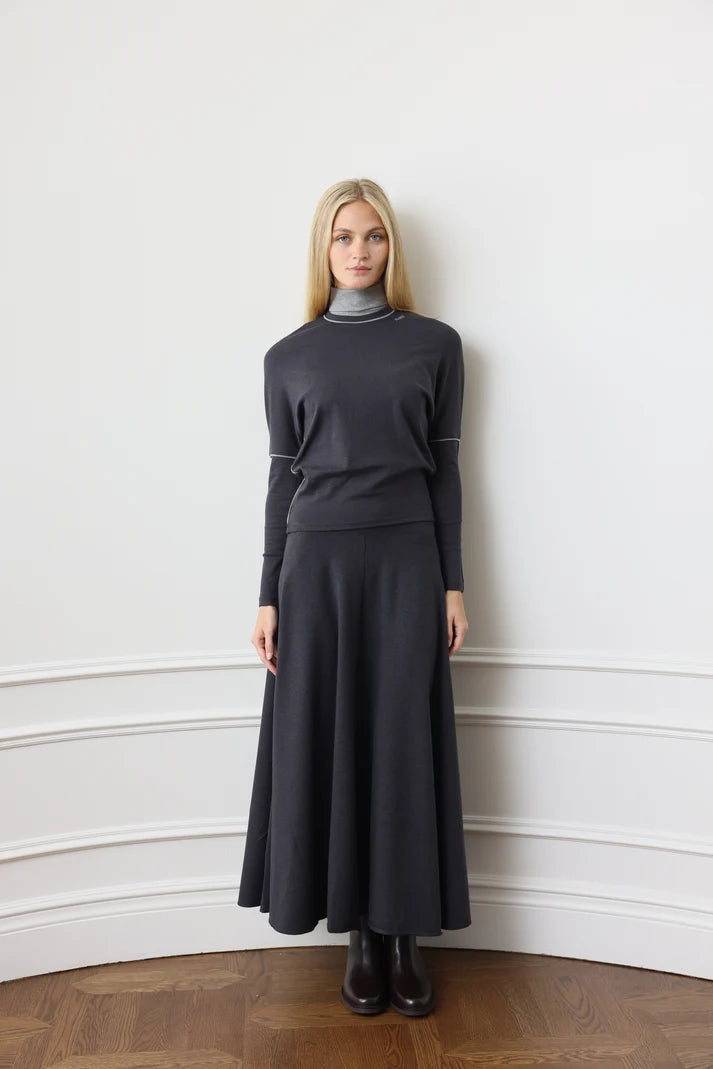 PAR-SK582 BROWN TERRY MIDI SKIRT