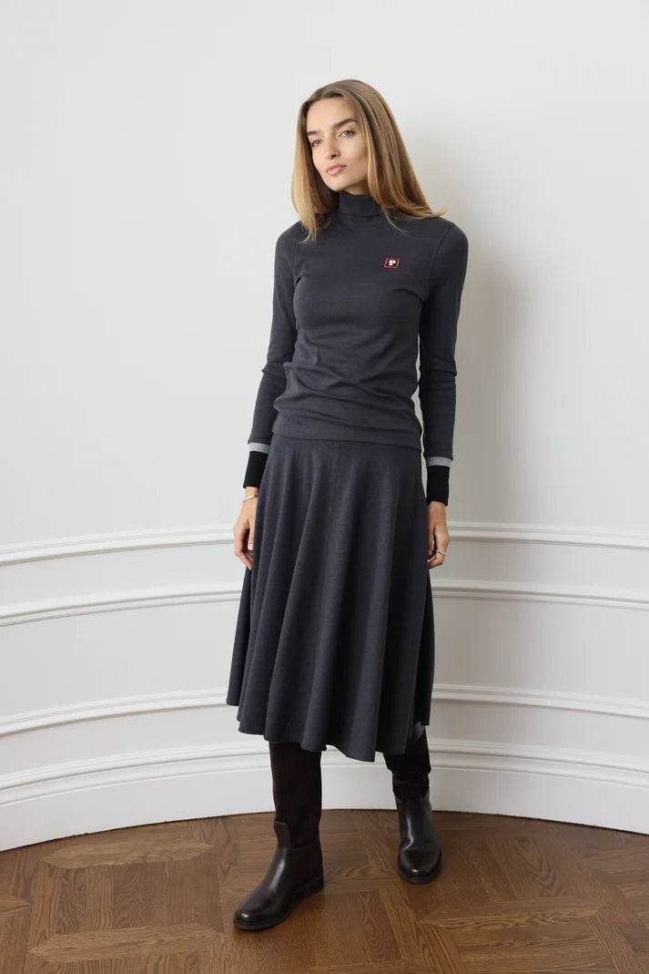 PAR-T573 BROWN CONTRAST SLEEVE TURTLENECK