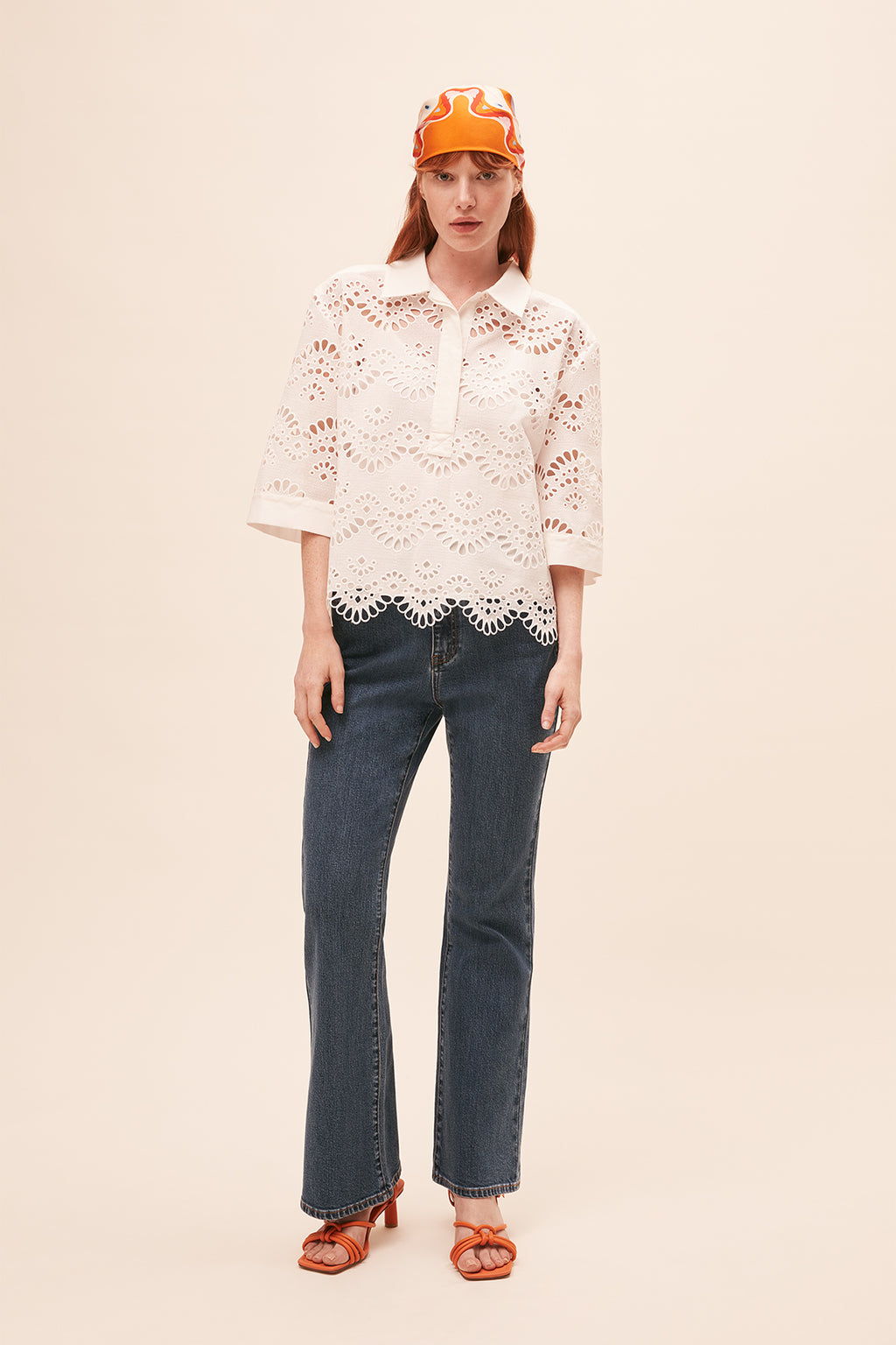 SUN-S24C07198 LEA WHT LACE BLOUSE