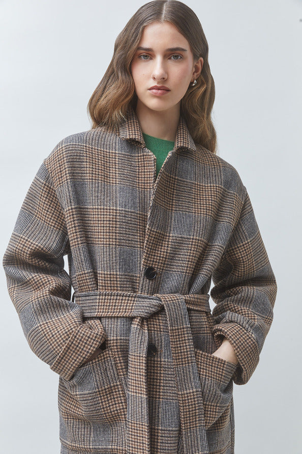 SUN-ENJOY BROWN WRAP COAT 0