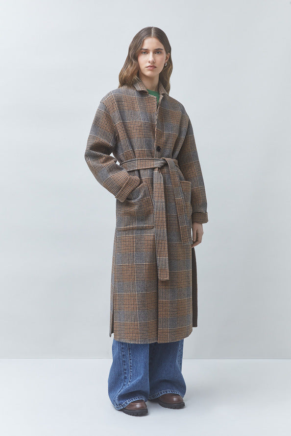 SUN-ENJOY BROWN WRAP COAT 0