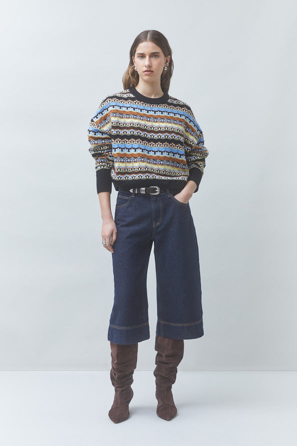 SUN-PRESTO CAMEL STRIPED KNIT TOP 0