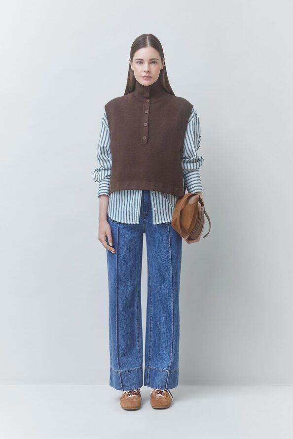 SUN-PACOMI BROWN TURTLENECK VEST 0