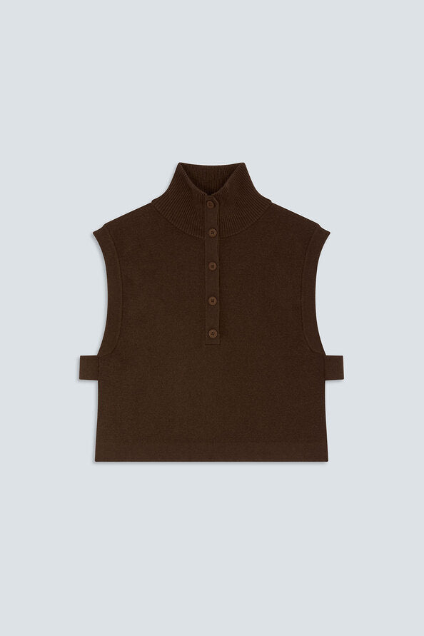 SUN-PACOMI BROWN TURTLENECK VEST 0