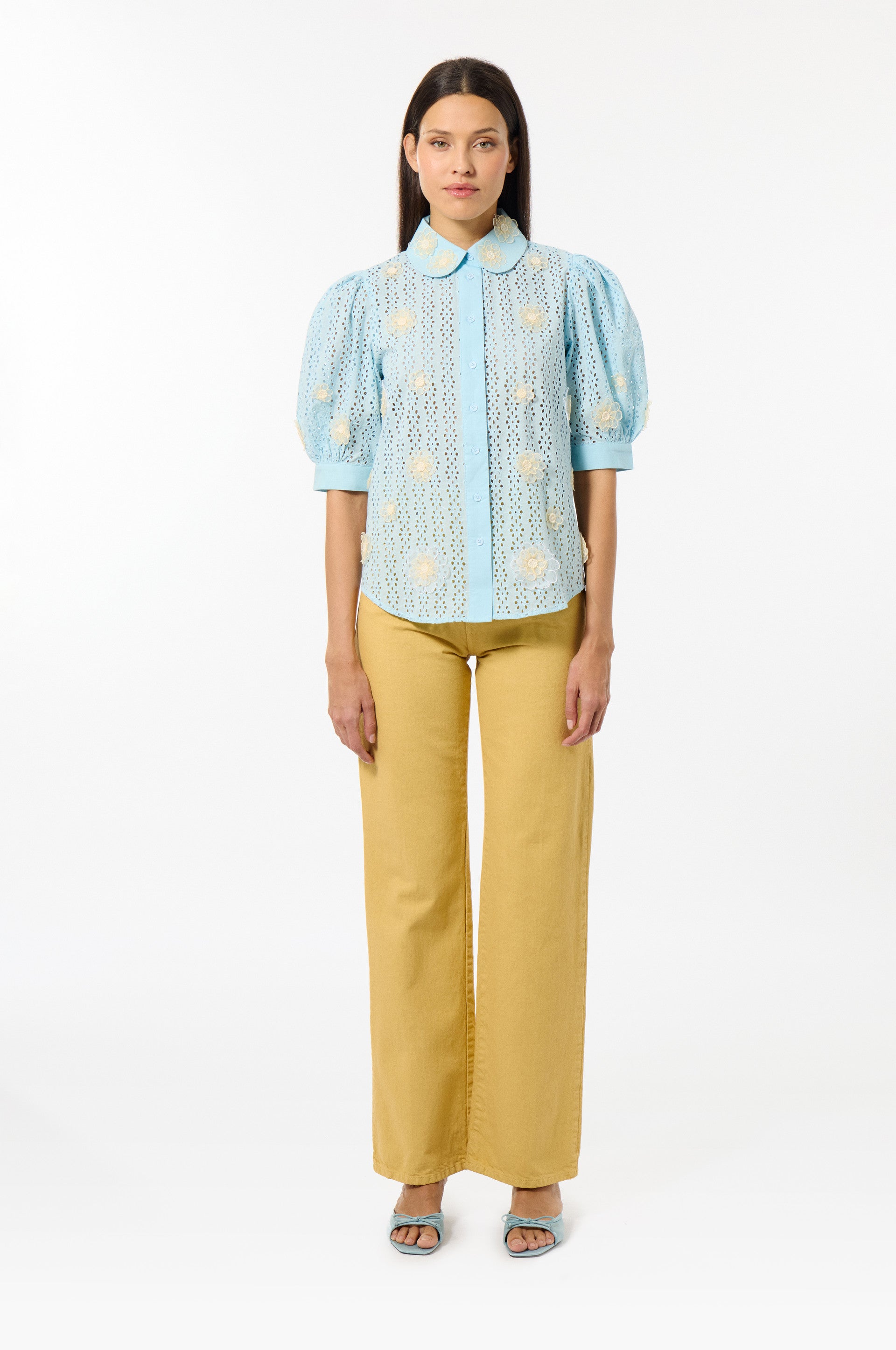 MSH-E25GACH BLUE BRODERIE SHIRT