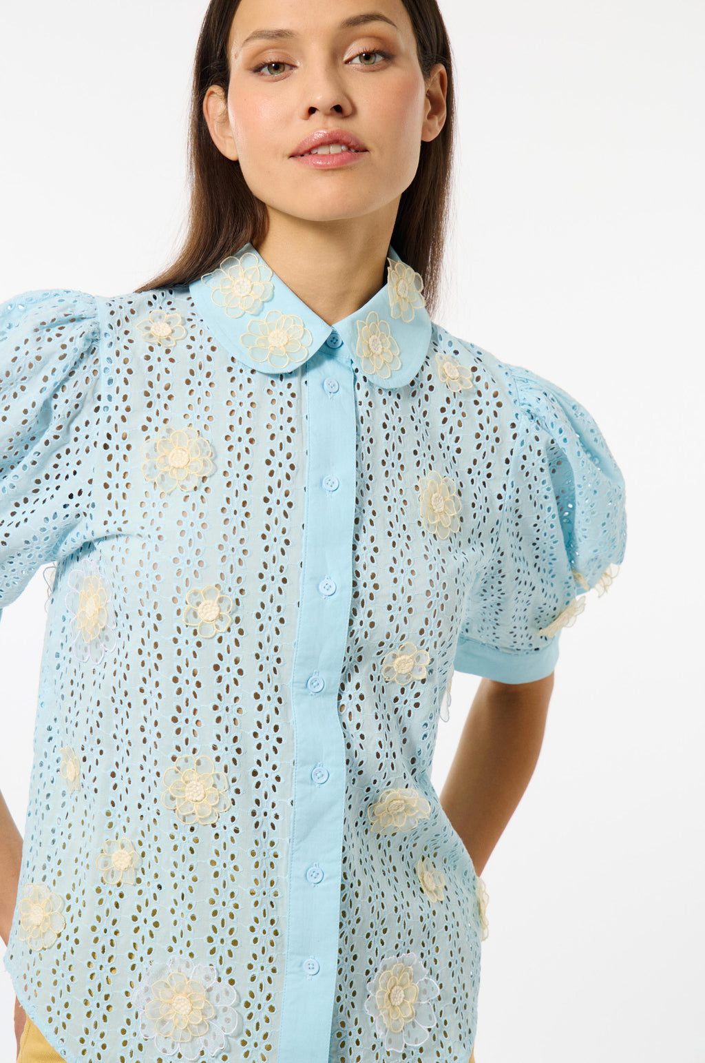 MSH-E25GACH BLUE BRODERIE SHIRT