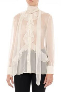 ABF-A0215 BLACK CHIFFON RUFFLE BLOUSE