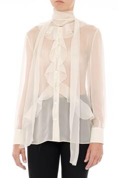 ABF-A0215 BLACK CHIFFON RUFFLE BLOUSE
