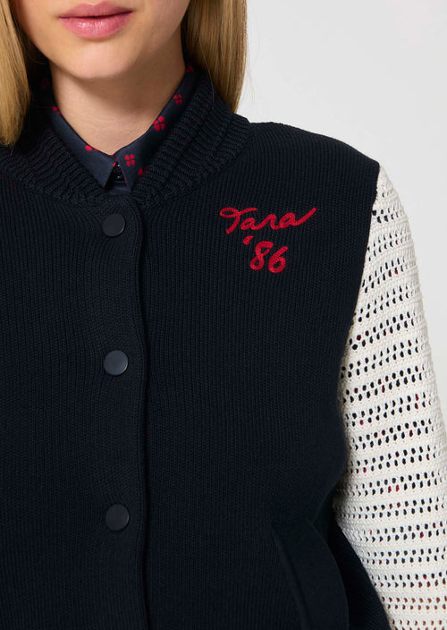 TAJ-GABB NAVY&WHITE KNIT JACKET