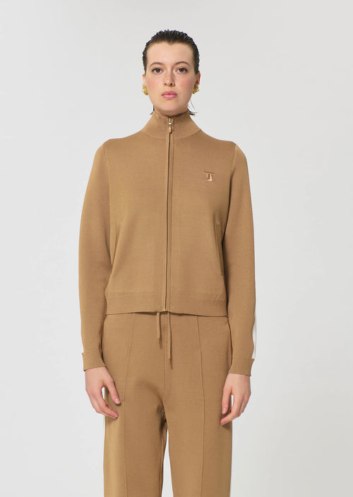 TAJ-GABRIELLE BEIGE ZIP TOP
