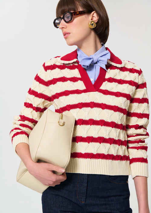 TAJ-PAOLINA RED STRIPE TOP