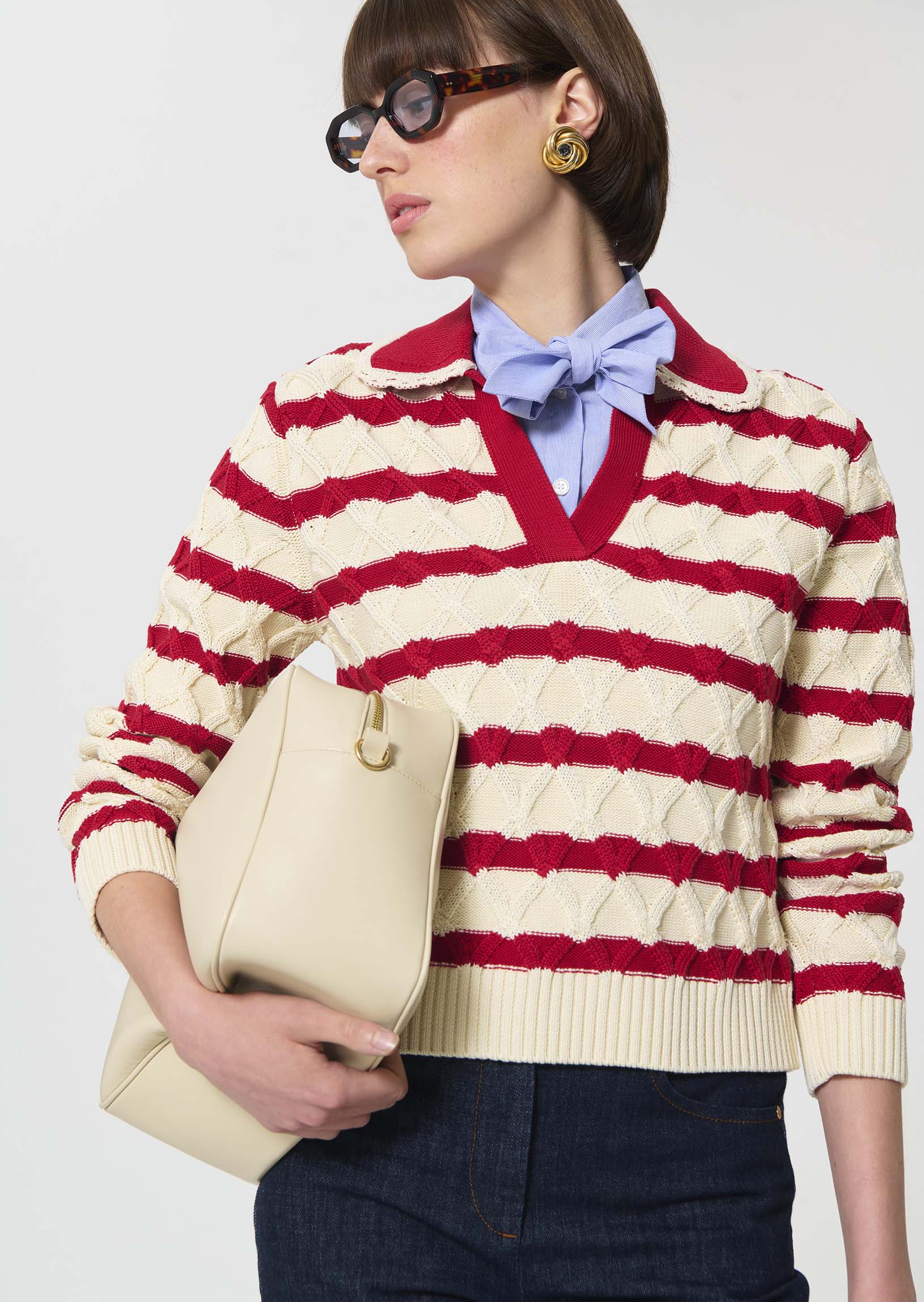 TAJ-PAOLINA RED STRIPED TOP