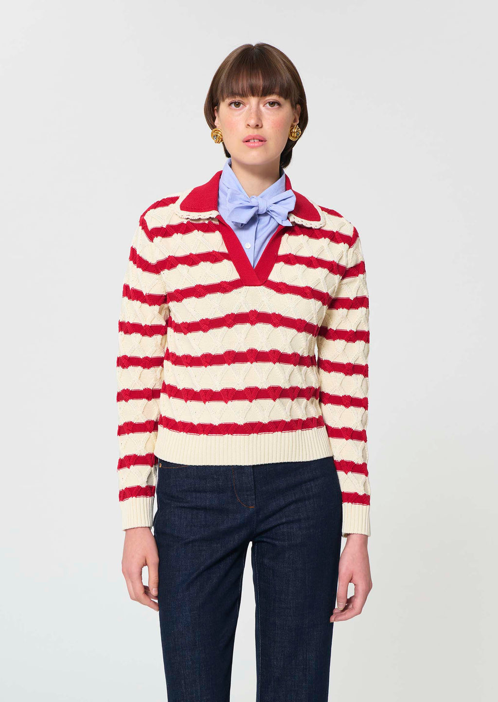 TAJ-PAOLINA RED STRIPED TOP