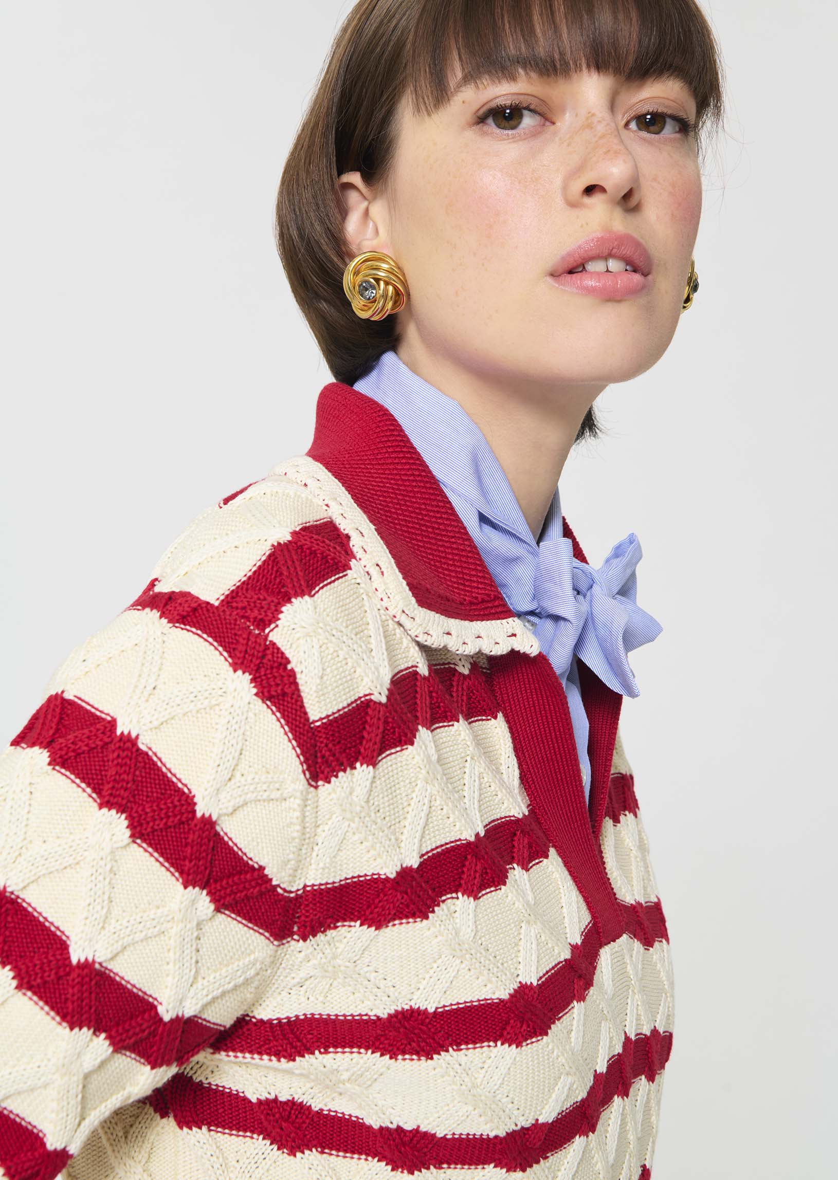 TAJ-PAOLINA RED STRIPE TOP