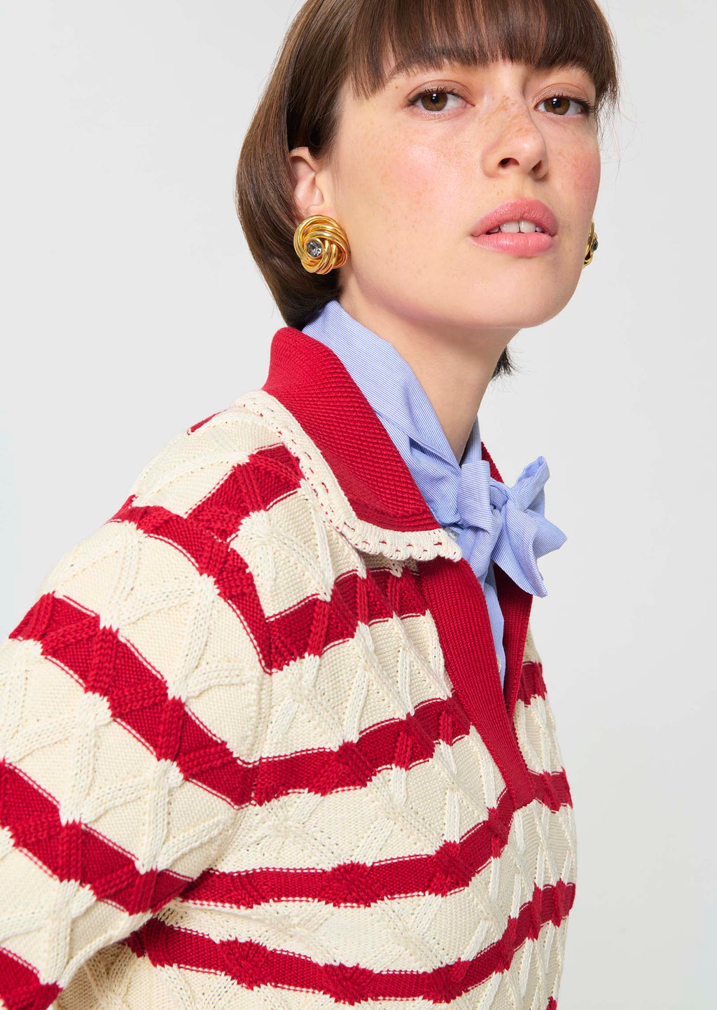 TAJ-PAOLINA RED STRIPED TOP