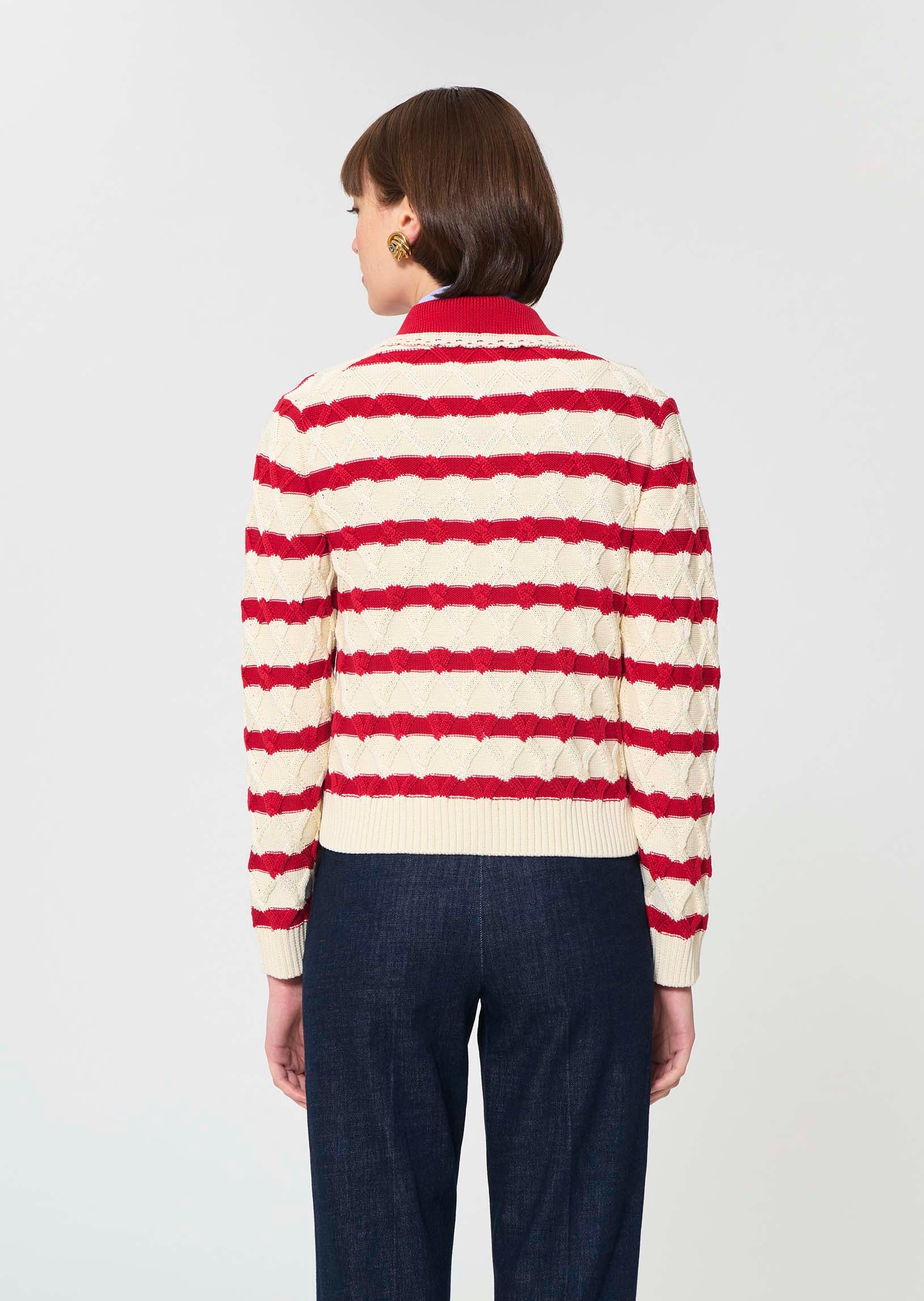 TAJ-PAOLINA RED STRIPE TOP