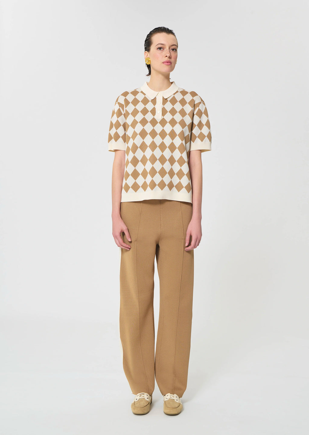 TAJ-TOMASO BEIGE JACQUARD POLO SHIRT
