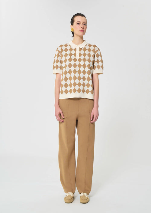 TAJ-TOMASO BEIGE JACQUARD POLO SHIRT