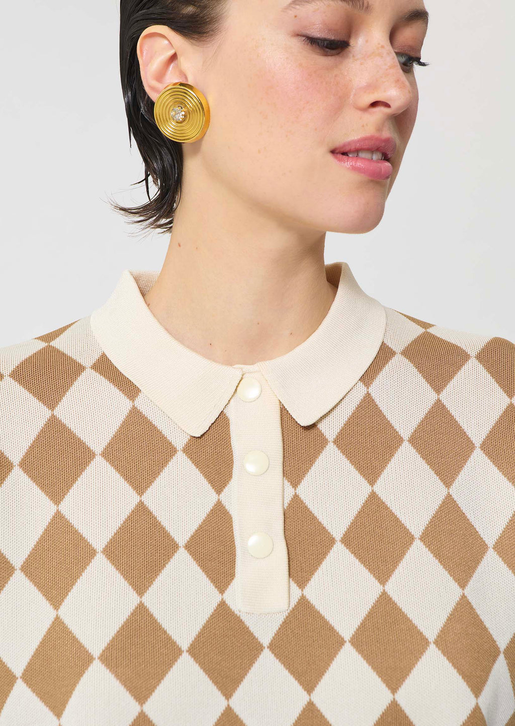 TAJ-TOMASO BEIGE JACQUARD POLO SHIRT