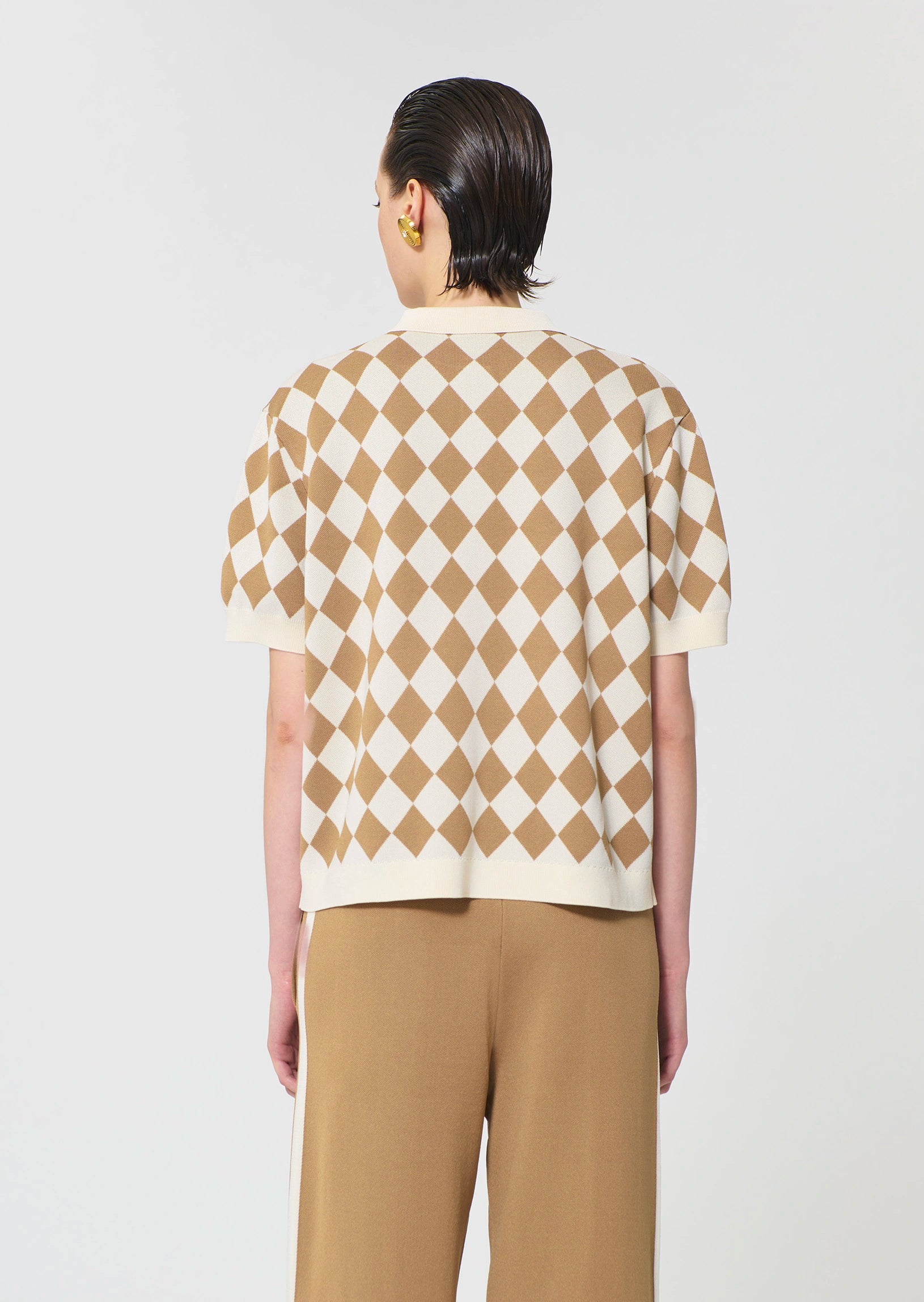 TAJ-TOMASO BEIGE JACQUARD POLO SHIRT