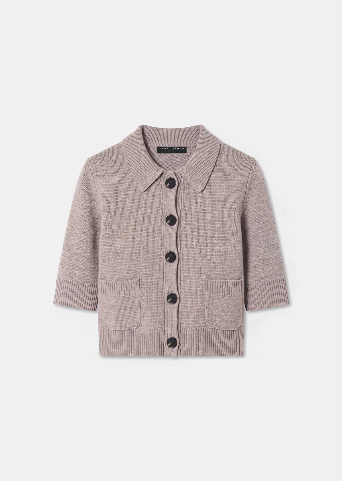 TAJ-GENNY TAUPE BUTTON CARDIGAN