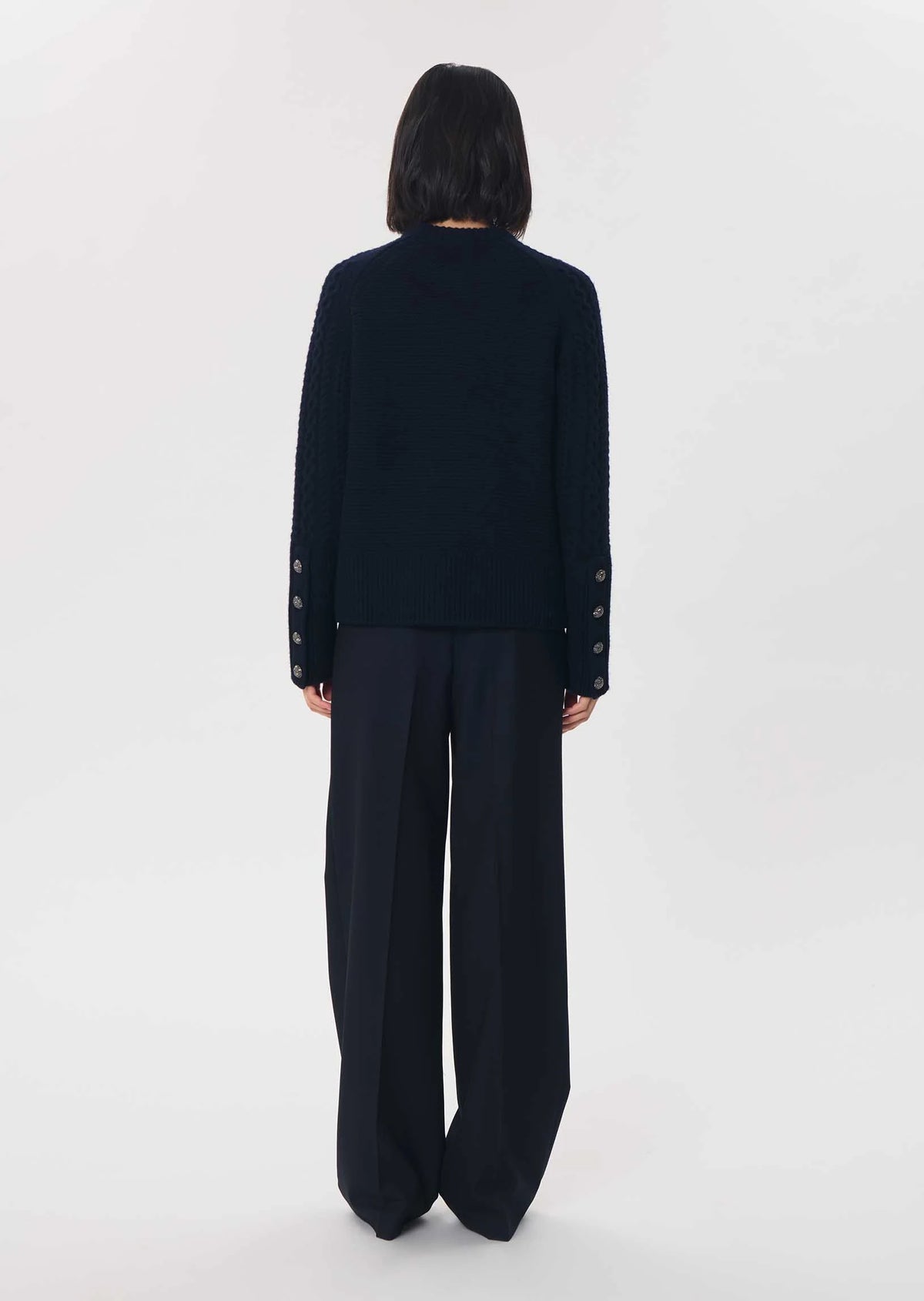 TAJ-PILOU NAVY HIGH NECK KNIT TOP
