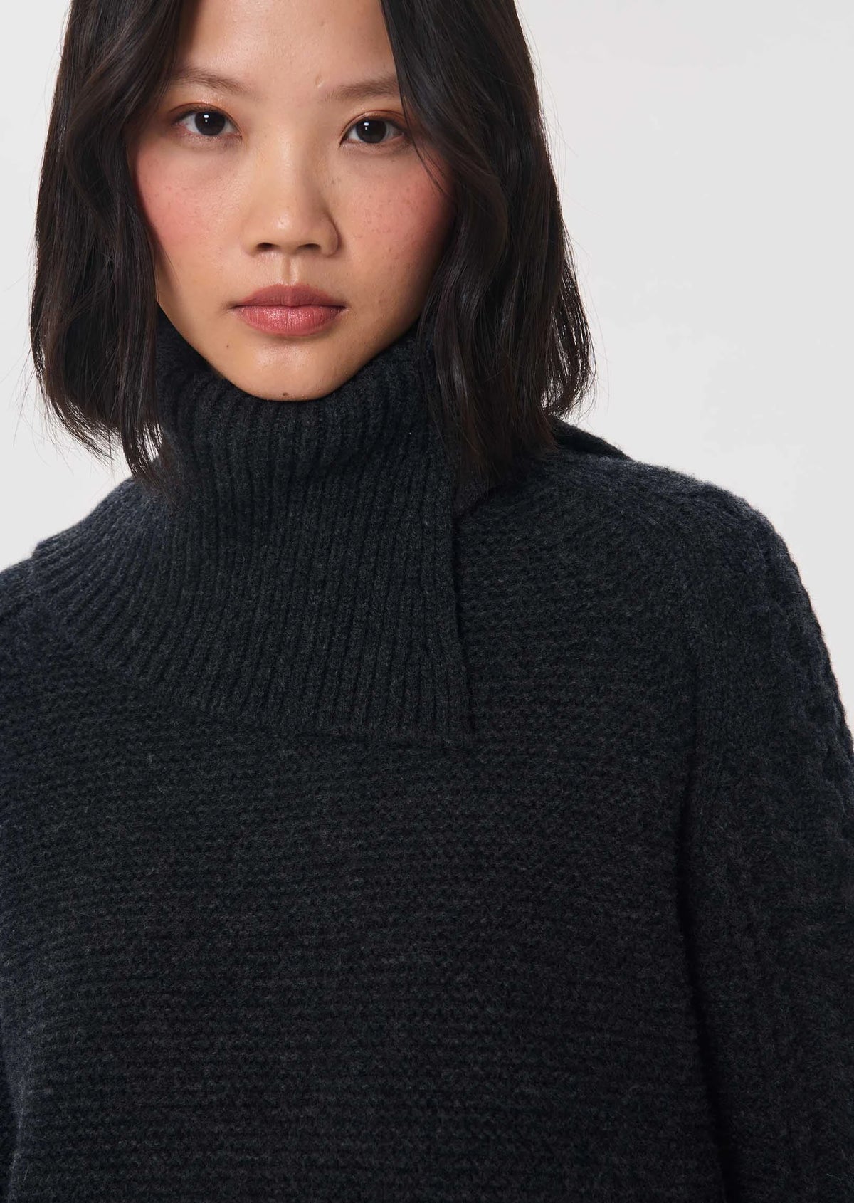 TAJ-PILOU GREY HIGH NECK KNIT TOP