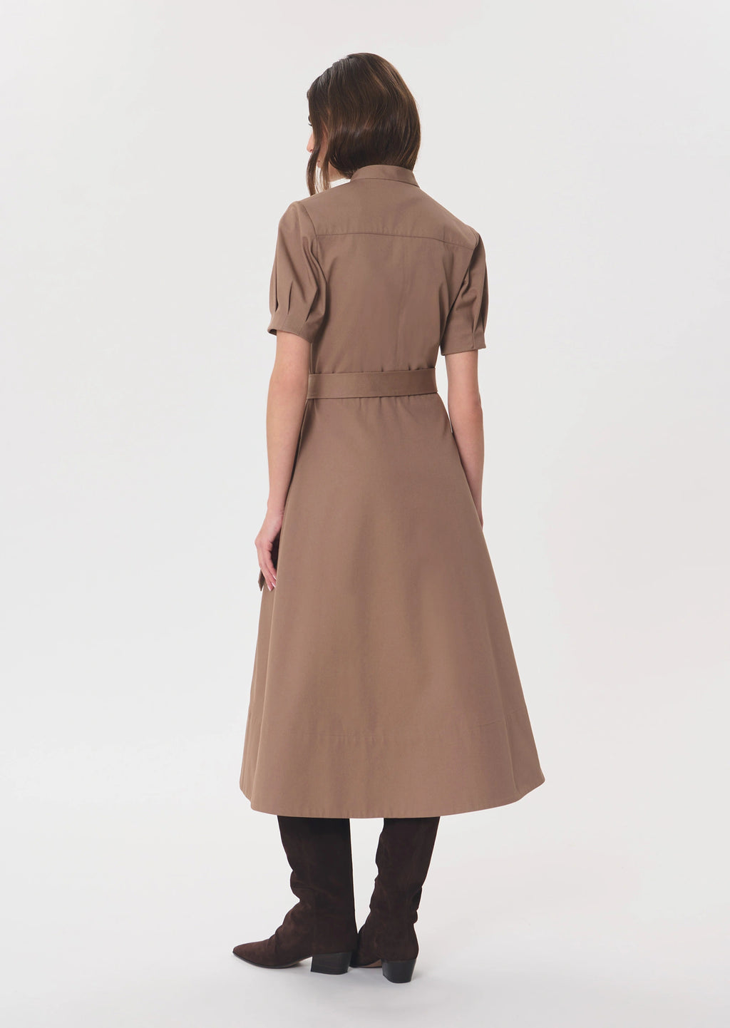 TAJ-RICK TAUPE SHORT SLEEVE DRESS