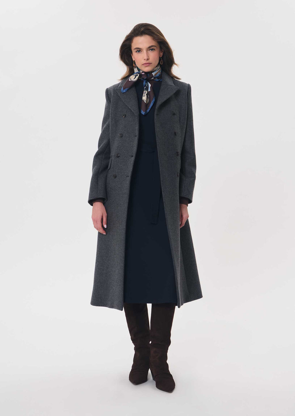 TAJ-RUBIO NAVY BELTED DRESS