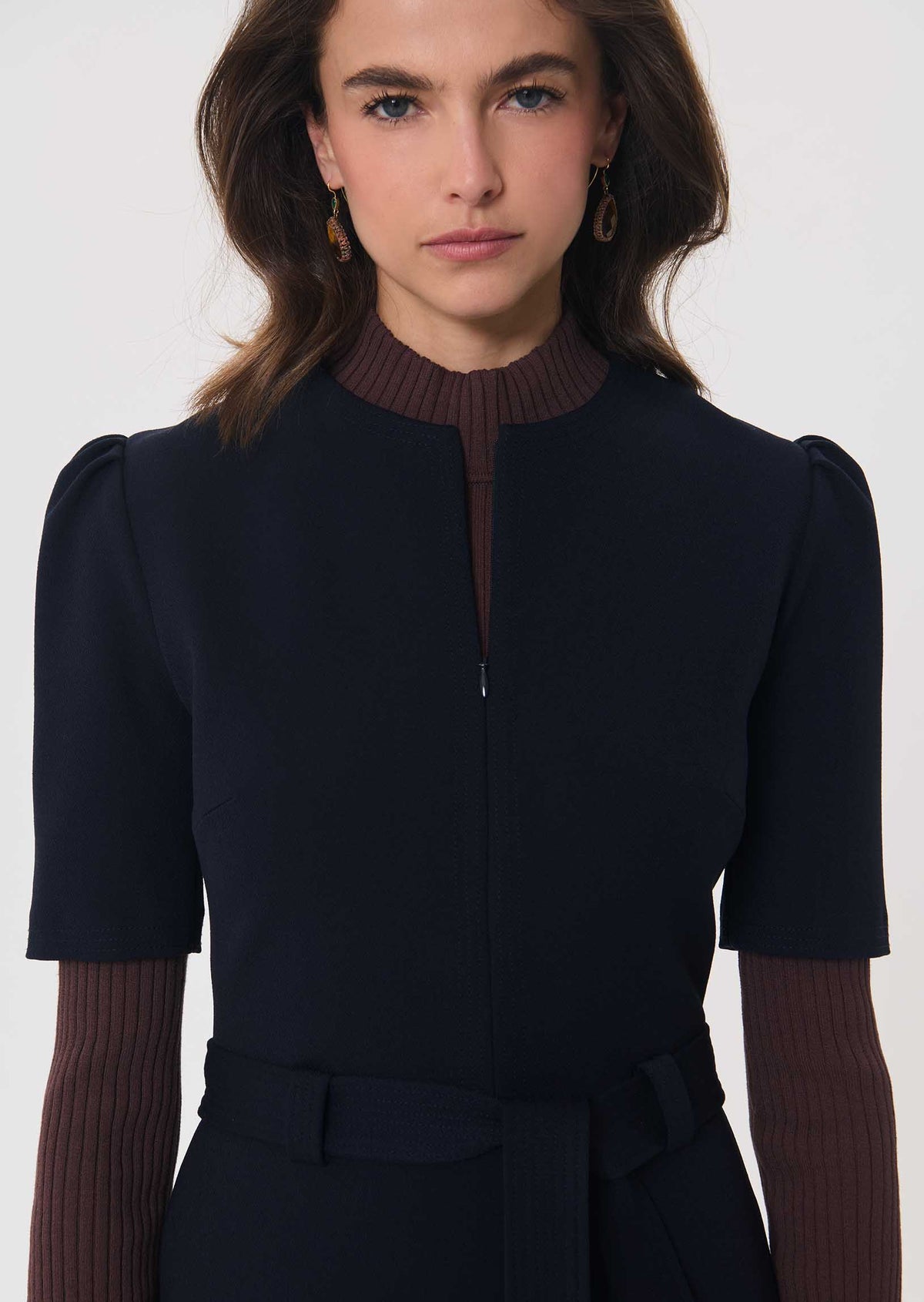 TAJ-RUBIO NAVY BELTED DRESS